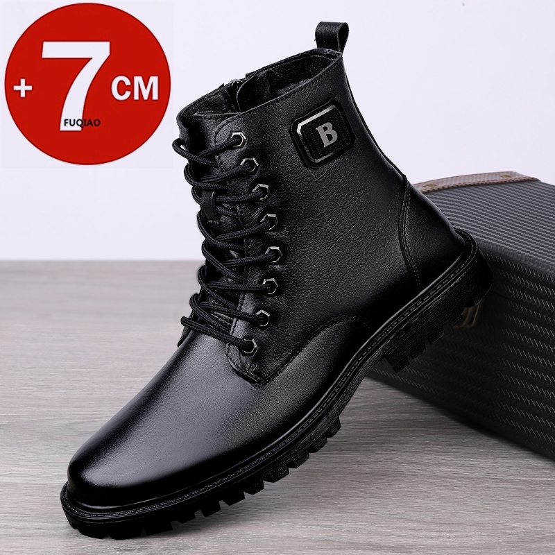 Men'S Shoes Dress Casual - Herren-Elevator-Stiefel aus echtem Leder, Winter, warm