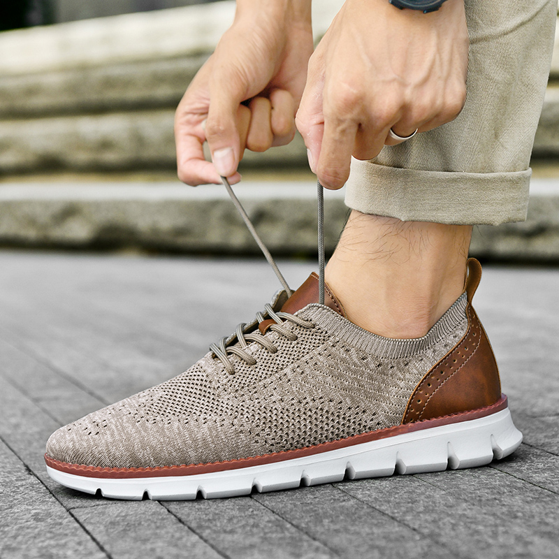 Men'S Shoes Dress Casual - Herren-Freizeitschuhe, klassische, atmungsaktive Brogue-Flats, dämpfendes Farbblock-Design,