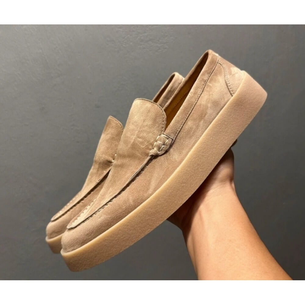Men'S Shoes Smart - Luxuriöse beige Wildleder-Plateau-Loafer – Ganztägiger Komfort