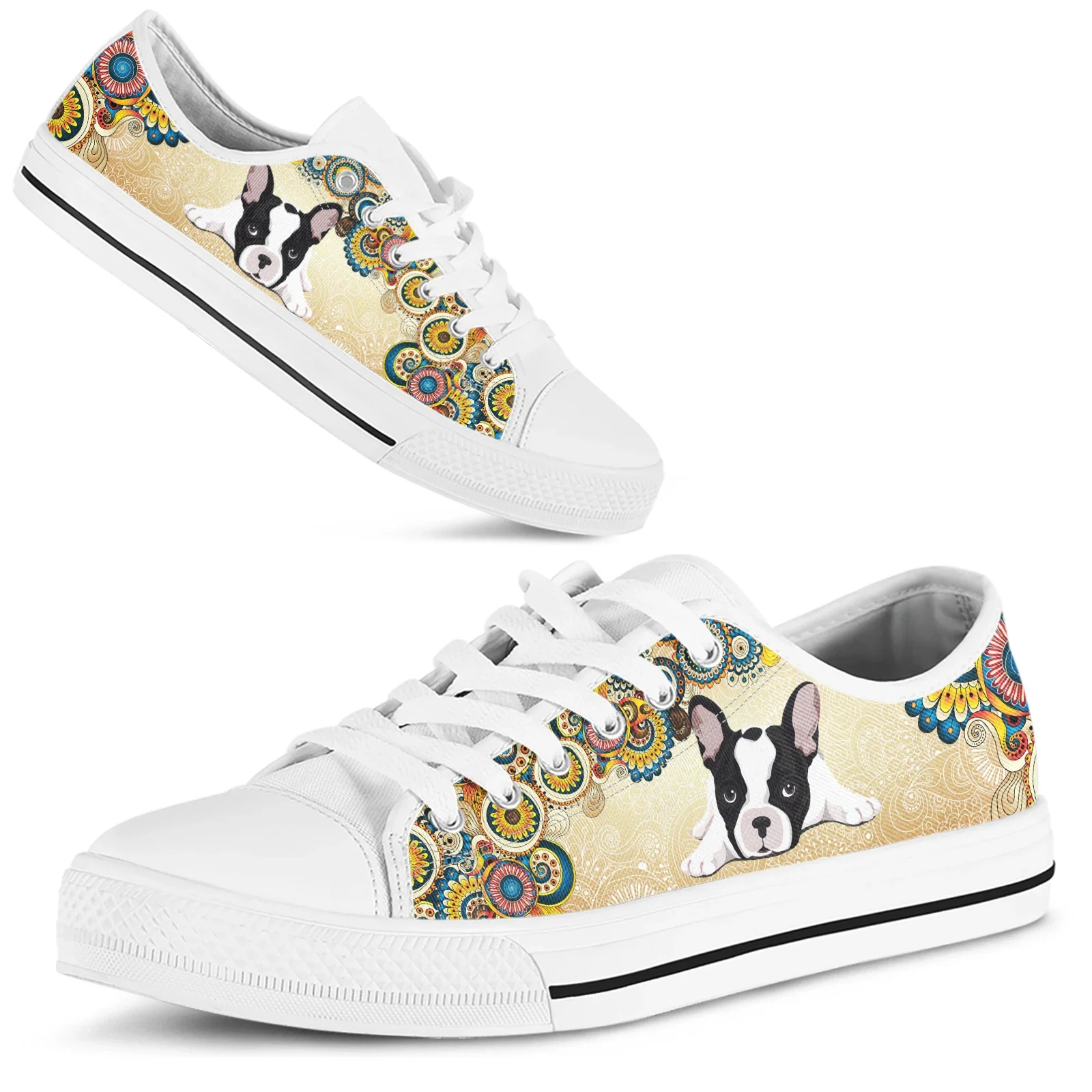 Men Shoes Red - Rote Schuhe mit Boston-Terrier-Aufdruck, Damen-Sportschuhe für