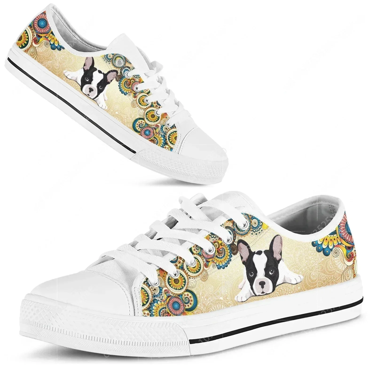 Men Shoes Red - Rote Boston Terrier Print Schuhe Damen