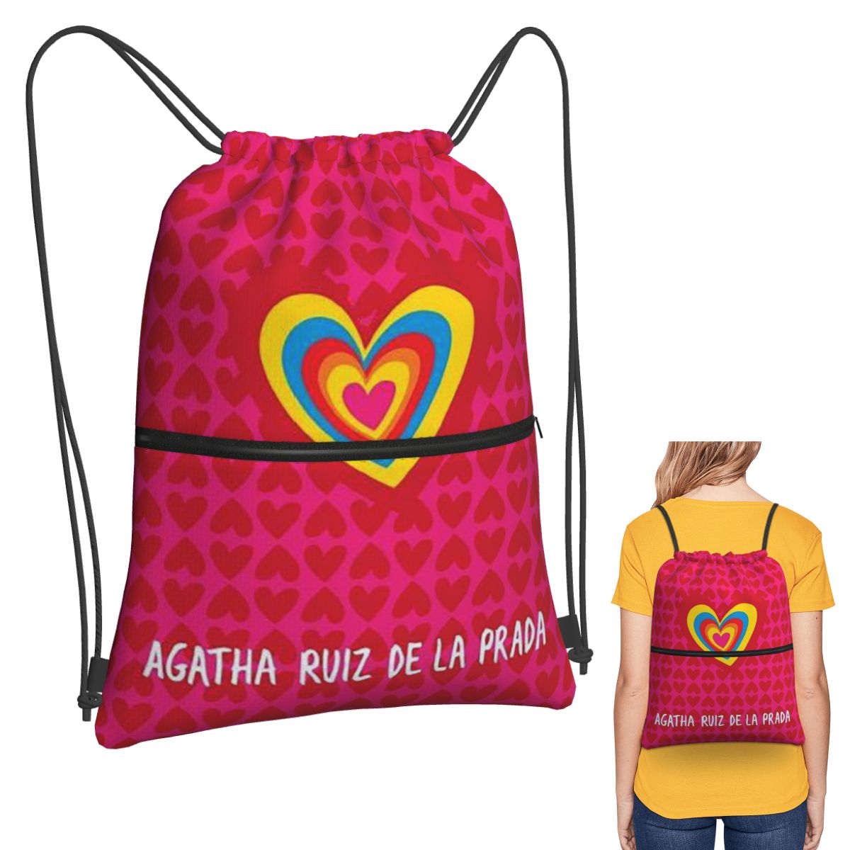 Men Shoes Prada - Agatha Ruiz-De La-Prada Muster-Rucksäcke, tragbare Kordelzugtaschen,