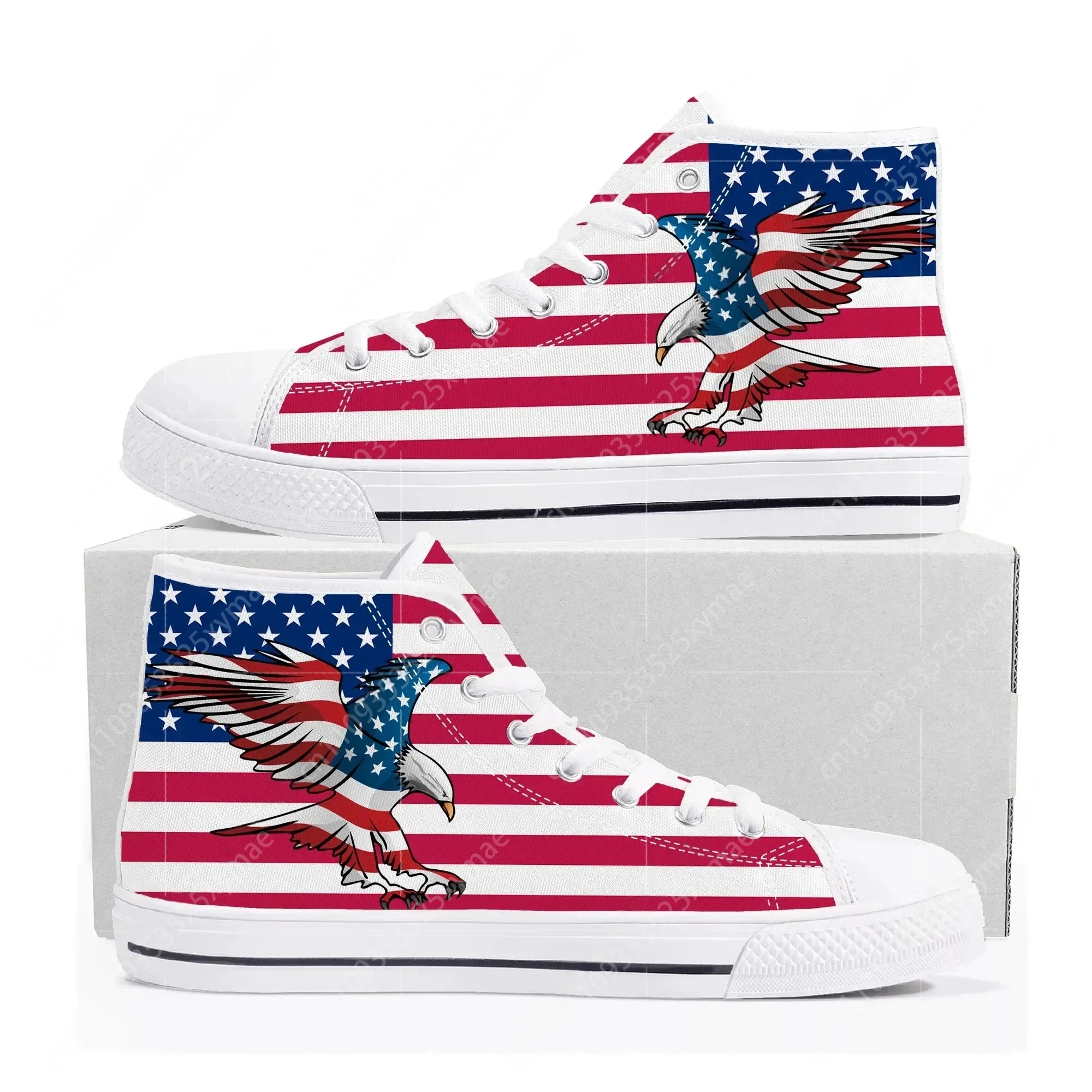 Men Shoes Red - Lustige USA-Flagge, amerikanische rot-blau-weiße Kunst, High-Top-Sneaker