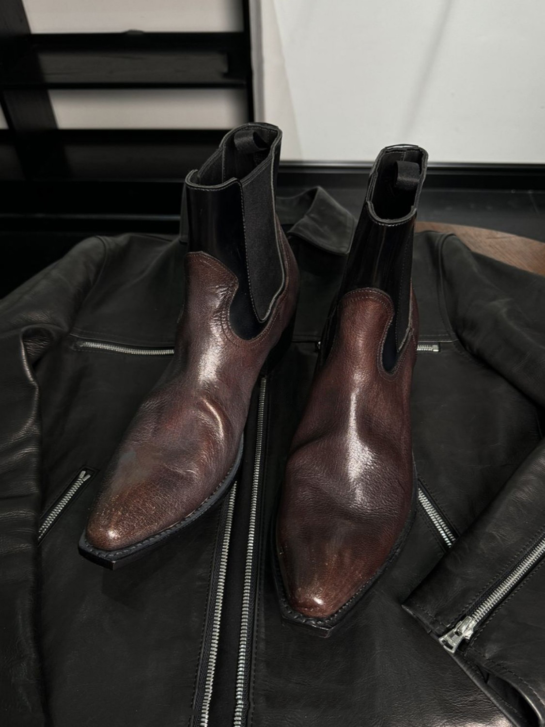Men'S Shoes Smart - Herren Schwarze Leder-Chelsea-Stiefel mit Schlanken Elastischen